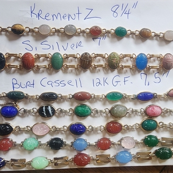 Vintage Jewelry Multi-Color Scarab Bracelet Set Lot Bundle Egypt Bugs Luck - Picture 4 of 17